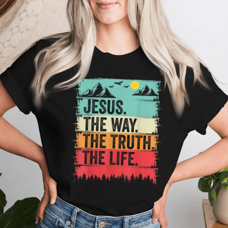 Jesus The Way Truth Life Bible Verse Christian Worship Women T-shirt Gifts for Her