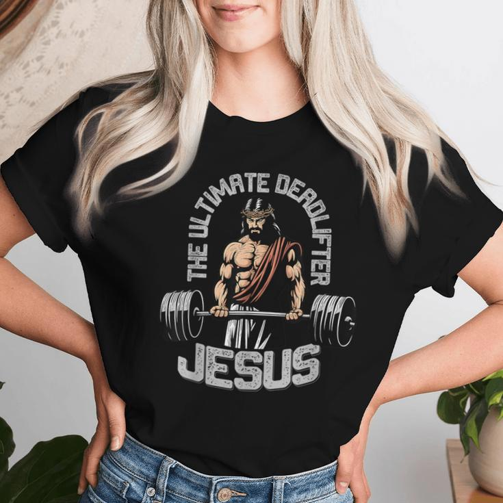 Jesus The Ultimate Deadlifter Christian Gym Women T-shirt Gifts for Her