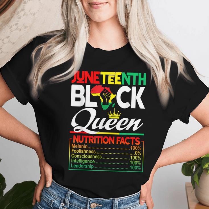 Junenth Black Queen Nutritional Facts Freedom Day Women T-shirt Gifts for Her