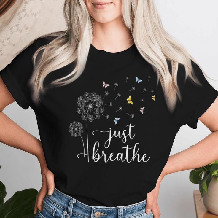 Just Breathe Dandelion And Buterflies Summer Top Women T-shirt Gifts for Her