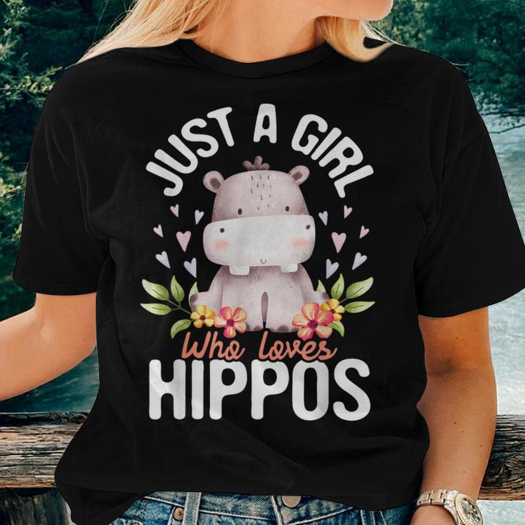 Just A Girl Who Loves Hippos Hippopotamus Hippo Lover Women T-shirt Gifts for Her
