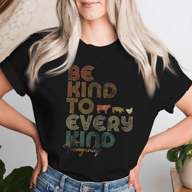 Be Kind To Every Kind Retro 70'S Vegan Life Women T-shirt Gifts for Her