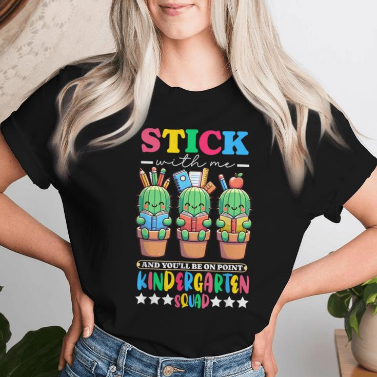 Kindergarten Squad Cactus Teacher Team Back First Day School Women T-shirt Gifts for Her