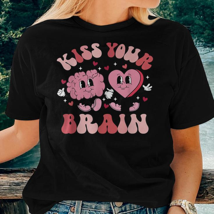 Kiss Your Brain Teacher School Counselor Valentine's Day Women T-shirt Gifts for Her