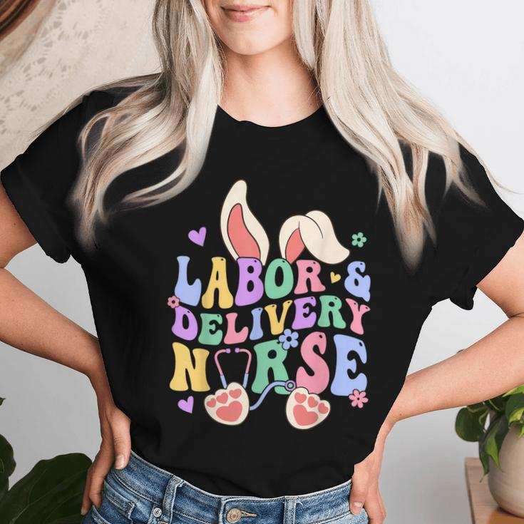 Labor And Delivery Nurse Bunny L&D Nurse Happy Easter Day Women T-shirt Gifts for Her