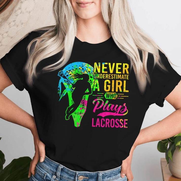Lacrosse Never Underestimate A Girl Who Plays Lacrosse Women T-shirt Gifts for Her
