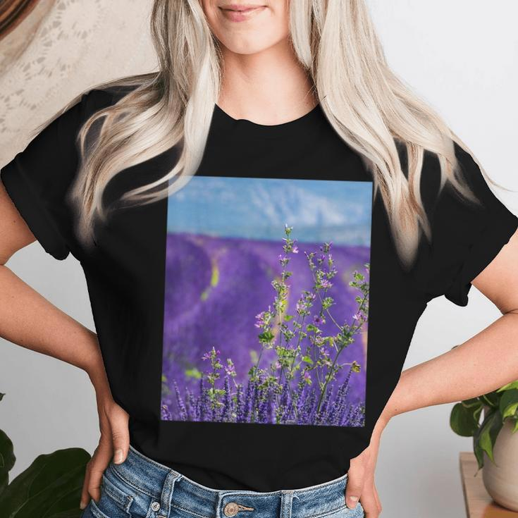 Lavender Purple Flower Field Women T-shirt Gifts for Her