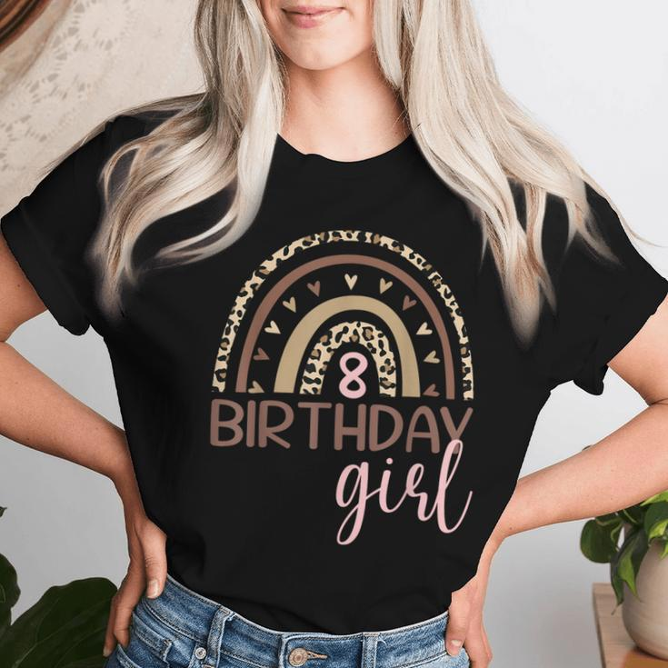 Leopard Rainbow 8Th Birthday Girl Birthday Party Family Women T-shirt Gifts for Her