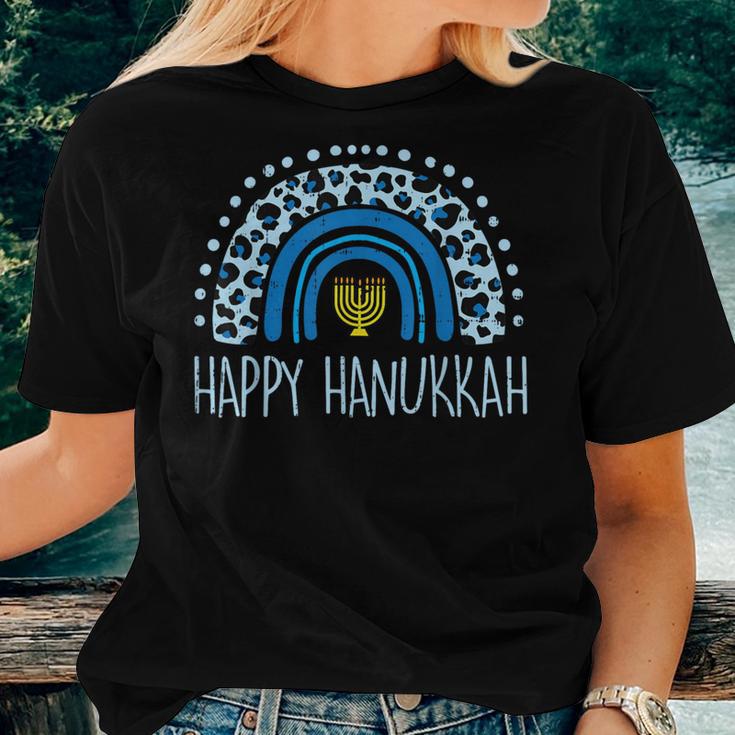 Leopard Rainbow Happy Hanukkah Chanukah Jew Girls Kid Women T-shirt Gifts for Her