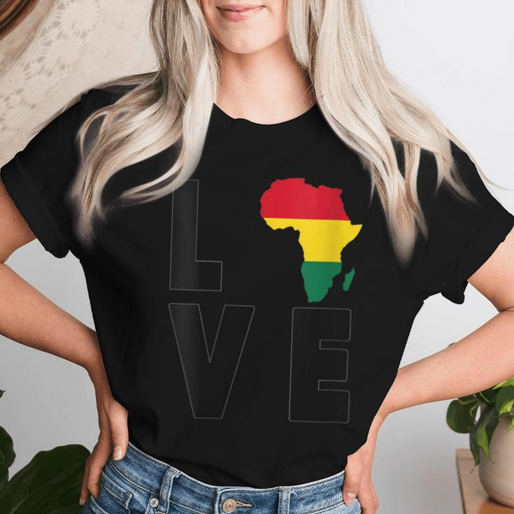 Love Africa Map Afrikan Pride African Diaspora Ancestry Women T-shirt Gifts for Her