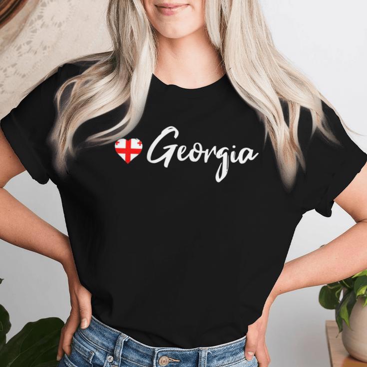 Love Georgia Heart Georgian Country Flag Souvenir Women T-shirt Gifts for Her