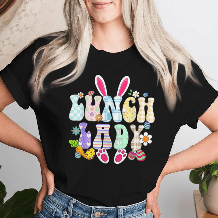 Lunch Lady Egg Easter Day Floral Bunny Women T-shirt Gifts for Her
