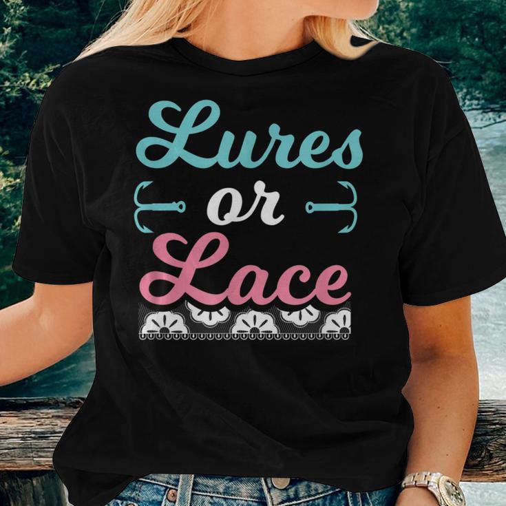 Lures Or Lace Pregnancy Gender Reveal Boy Or Girl Women T-shirt Gifts for Her