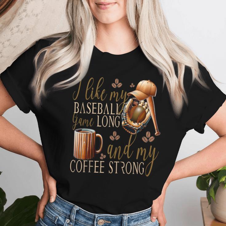 Lustiger Baseball Meine Spiele Lang Und Kaffee Stark Für Papa Mama T-shirt Frauen Geschenke für Sie