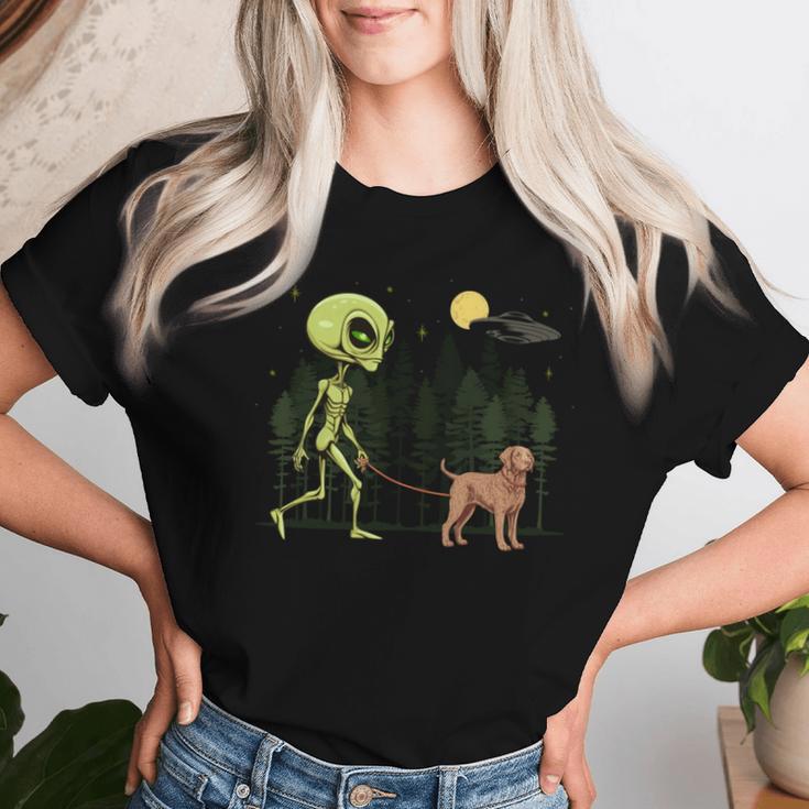 Lustiges Ww-Alien Walking Ufo Hund Mama Papa T-shirt Frauen Geschenke für Sie