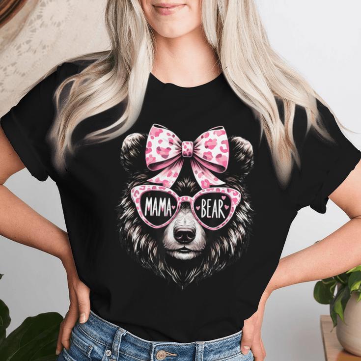 Mama Bär Mutter Muttertag Mami Bärin Rosa Schleife Brille T-shirt Frauen Geschenke für Sie