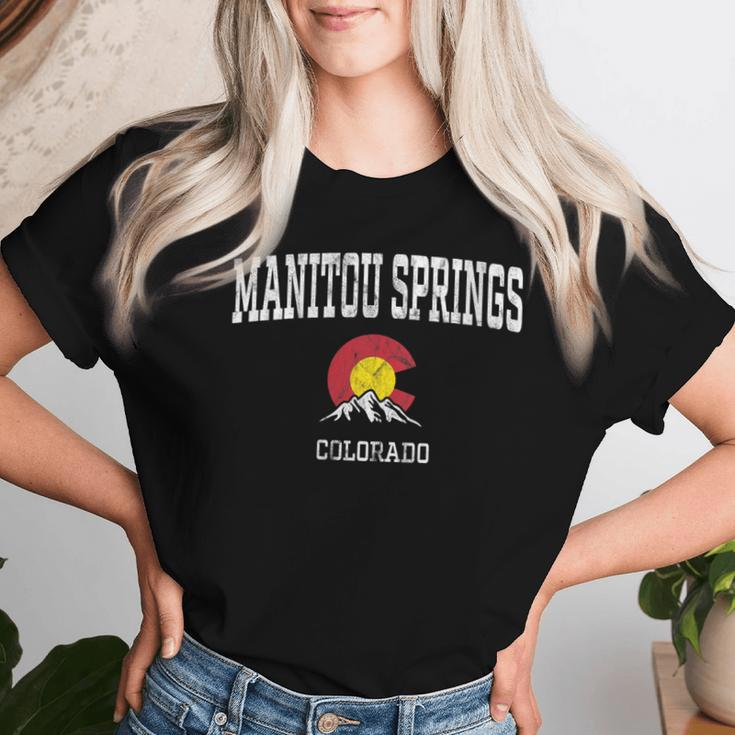 Manitou Springs Colorado Vintage Athletic Mountains Women T-shirt Gifts for Her