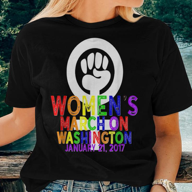 March On Washington Gay Pride Rainbow Lgbt Fist Women T-shirt Gifts for Her