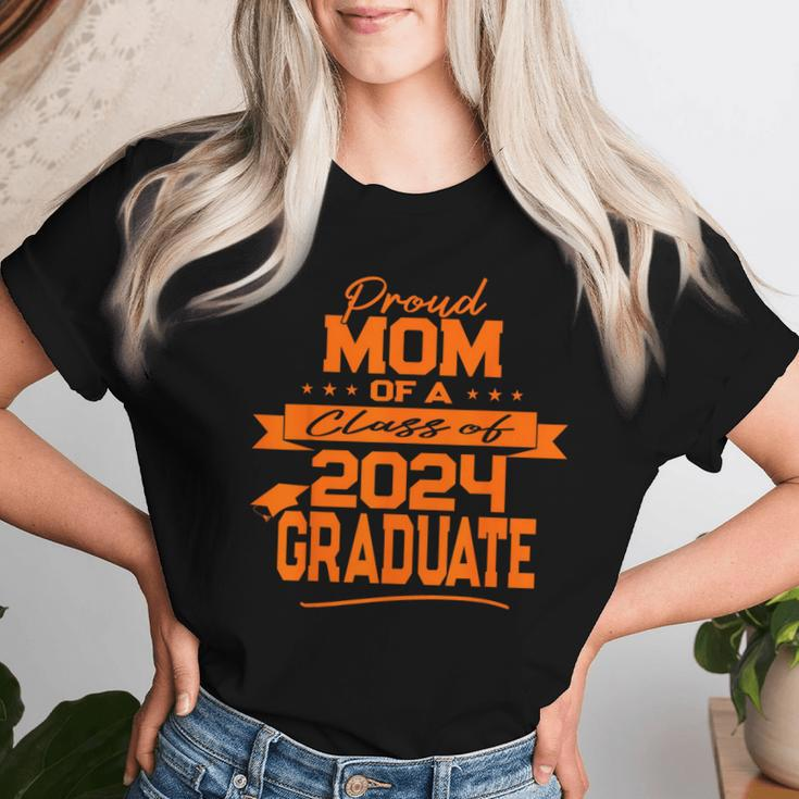 Matching Family Orange Proud Mom Class Of 2024 Graduate Women T-shirt Gifts for Her