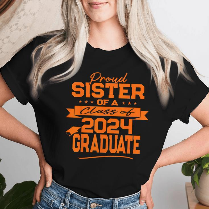 Matching Family Orange Proud Sister Class Of 2024 Graduate Women T-shirt Gifts for Her