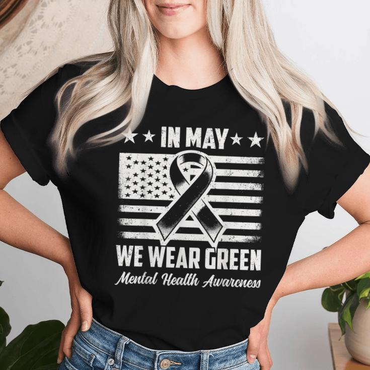 In May We Wear Green Mental Health Awareness Month Women Women T-shirt Gifts for Her