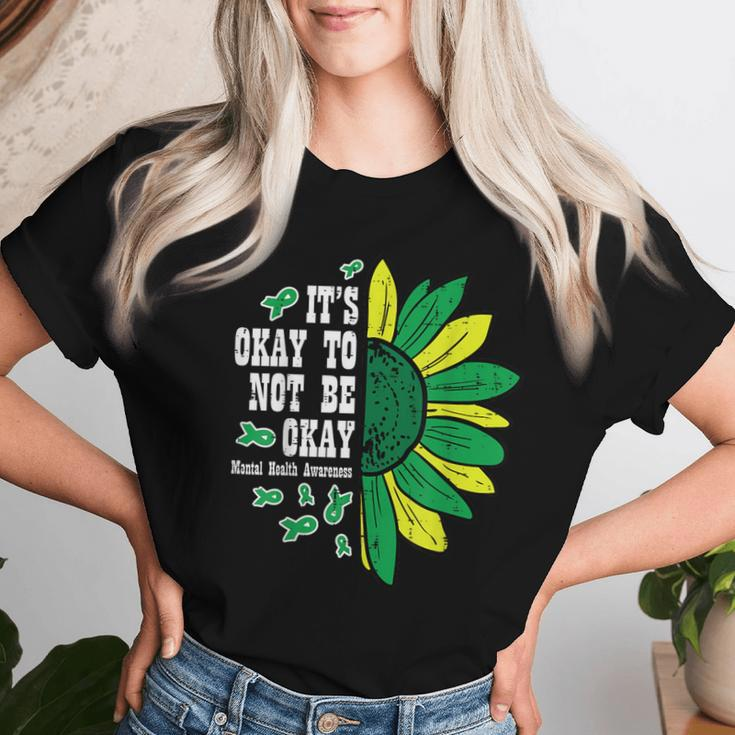 Mental Health Sunflower Ok Not To Be Okay Awareness Women Women T-shirt Gifts for Her