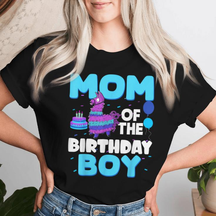 Mom Of The Birthday Boy Llama Mom And Dad Family Party Women T-shirt Gifts for Her