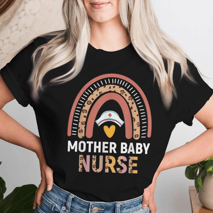 Mother Baby Nurse Leopard Rainbow Rn Registered Nurse Women T-shirt Gifts for Her