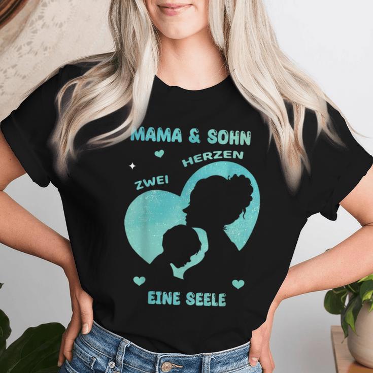 Mum Und Son Zwei Herzen Eine Seele T-shirt Frauen Geschenke für Sie