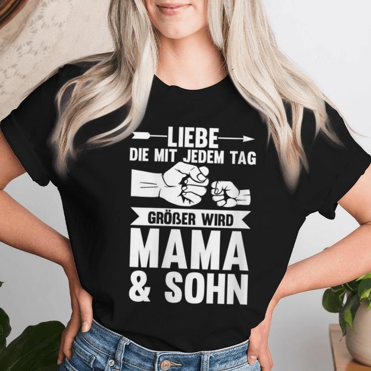 Mutter Muttertag Mama Und Sohn Mit-Ausschnitt T-shirt Frauen Geschenke für Sie