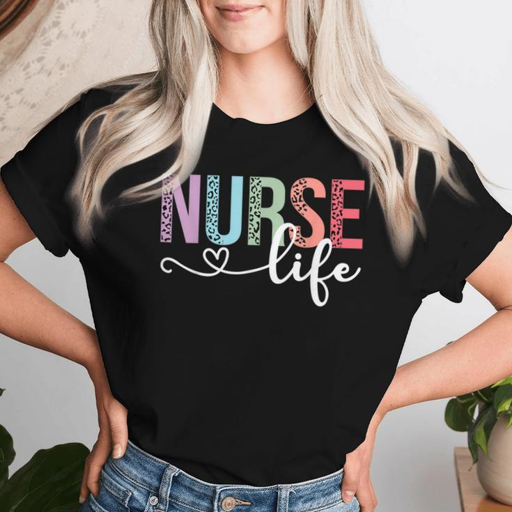 Nurse Life Rn Lpn Cna Leopard Nurse Week Healthcare Women T-shirt Gifts for Her