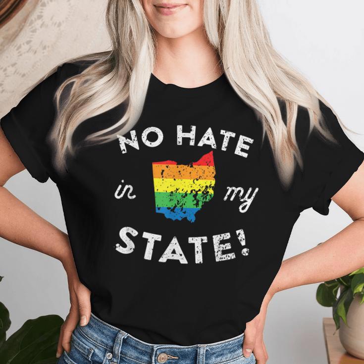 Ohio Gay Pride Rainbow No Hate In My State Lgbt Women T-shirt Gifts for Her