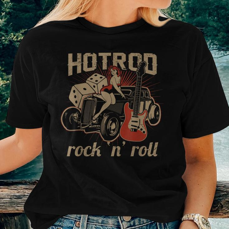 Old Car Rockabilly Hot Rod Rock 'N' Roll Pin-Up Girl Women T-shirt Gifts for Her