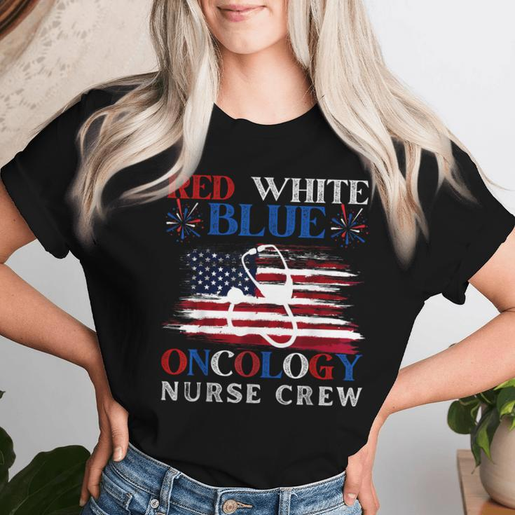 Patriotic Nurse July 4Th Red White Blue Oncology Nurse Crew Women T-shirt Gifts for Her