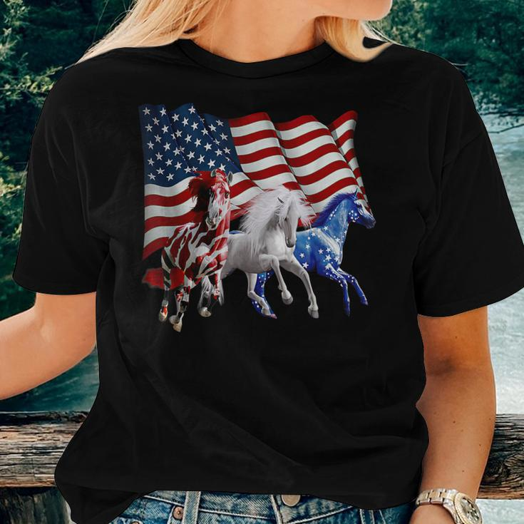 Patriotic Us Flag 4Th Of July Horse Lovers Women T-shirt Gifts for Her