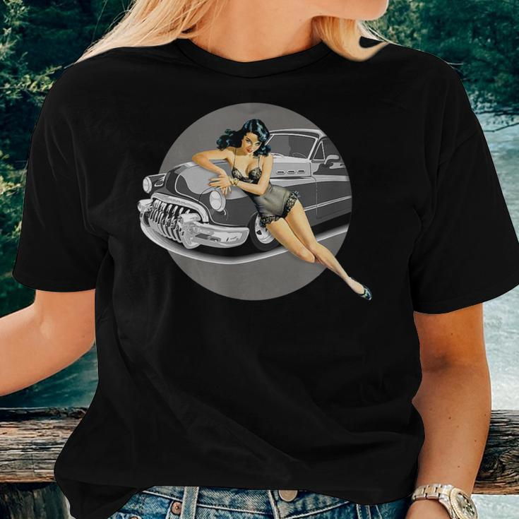 Pin-Up Girl Hot Car Vintage 1940'S Women T-shirt Gifts for Her