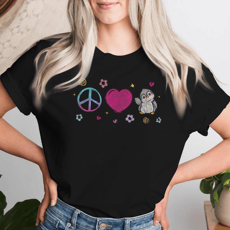 Pinguin Peace Love Hippie Bohoogelliebhaber T-shirt Frauen Geschenke für Sie