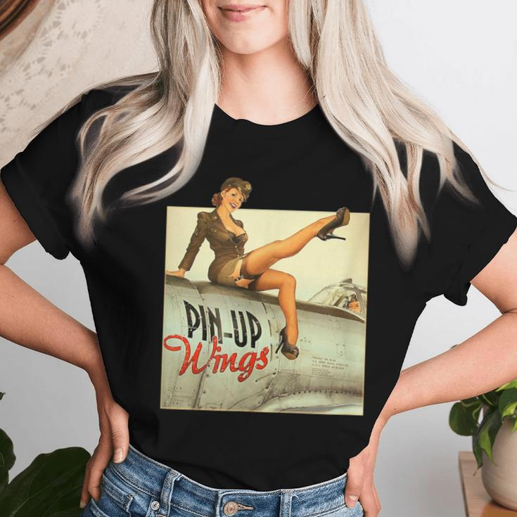 Pinup Girl Wings Vintage Poster Ww2 Women T-shirt Gifts for Her
