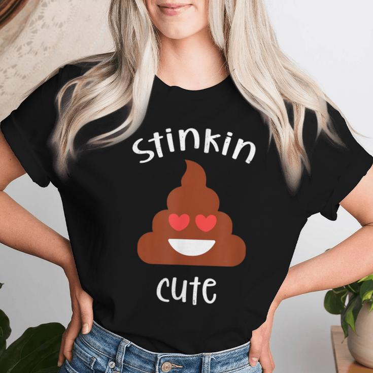 Poop Emoticon Stinkin Cute Valentine's Day Girls Vintage Women T-shirt Gifts for Her