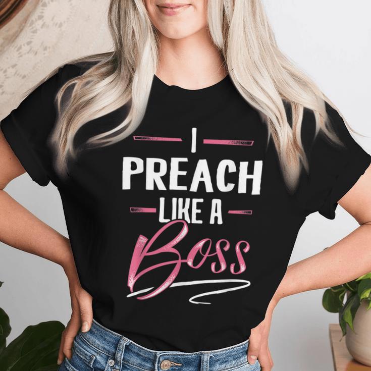 Preach Like A Boss Lady Boss Girl Power Women T-shirt Gifts for Her