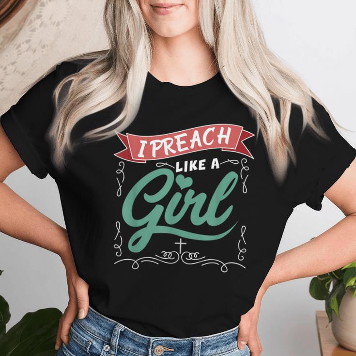 I Preach Like A Girl For Pastors And Preachers Women T-shirt Gifts for Her