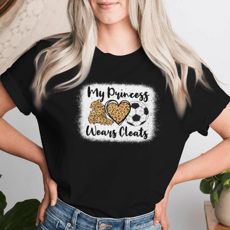 My Princess Wears Cleats Soccer Mom Football Mom Leopard Women T-shirt Gifts for Her