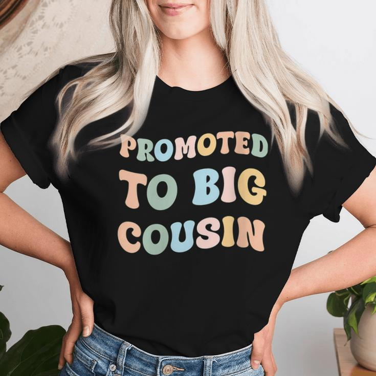 Promoted To Big Cousin Groovy Pastel Vintage Women T-shirt Gifts for Her