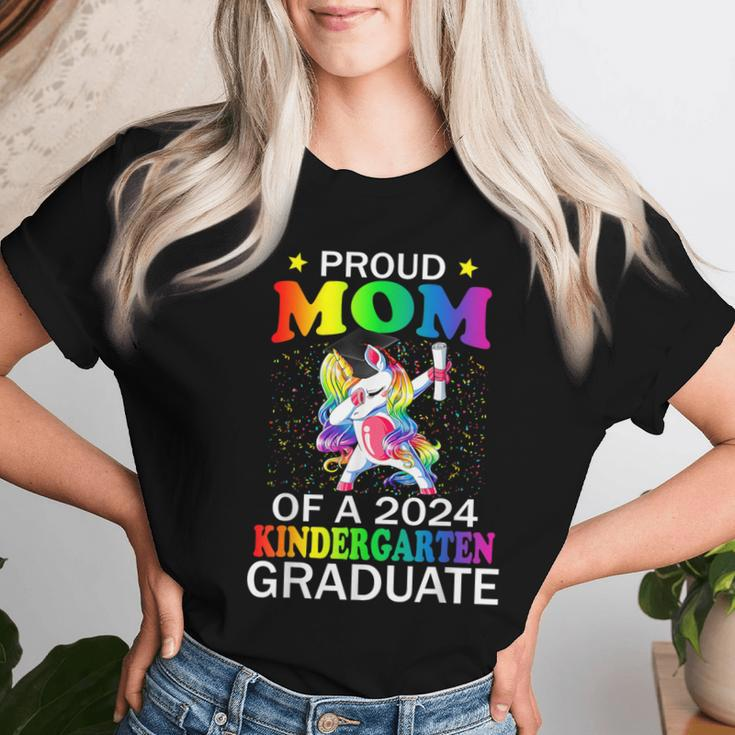 Proud Mom Of A 2024 Kindergarten Graduate Unicorn Dab Women T-shirt Gifts for Her
