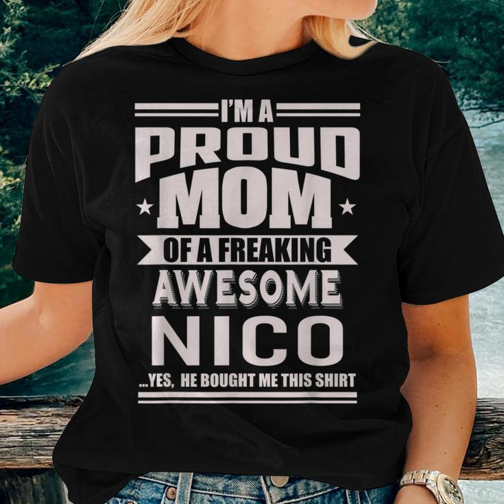 Proud Mom Of A Awesome Nico Mother Son Name Women T-shirt Gifts for Her