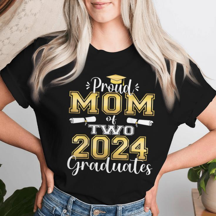 Proud Mom Of Two 2024 Graduate Class 2024 Graduation Family Women T-shirt Gifts for Her