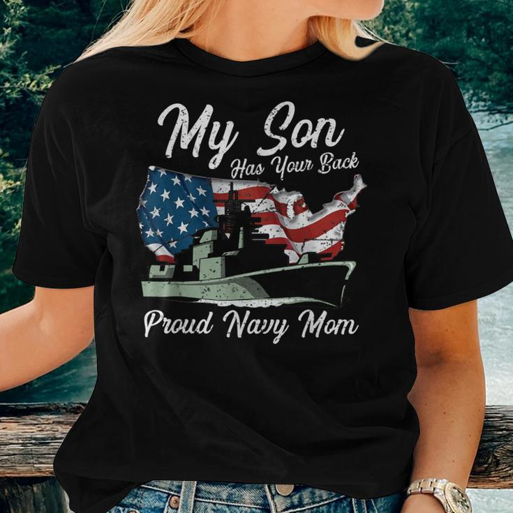 Proud Navy Mom My Son Has Your Back Women T-shirt Gifts for Her