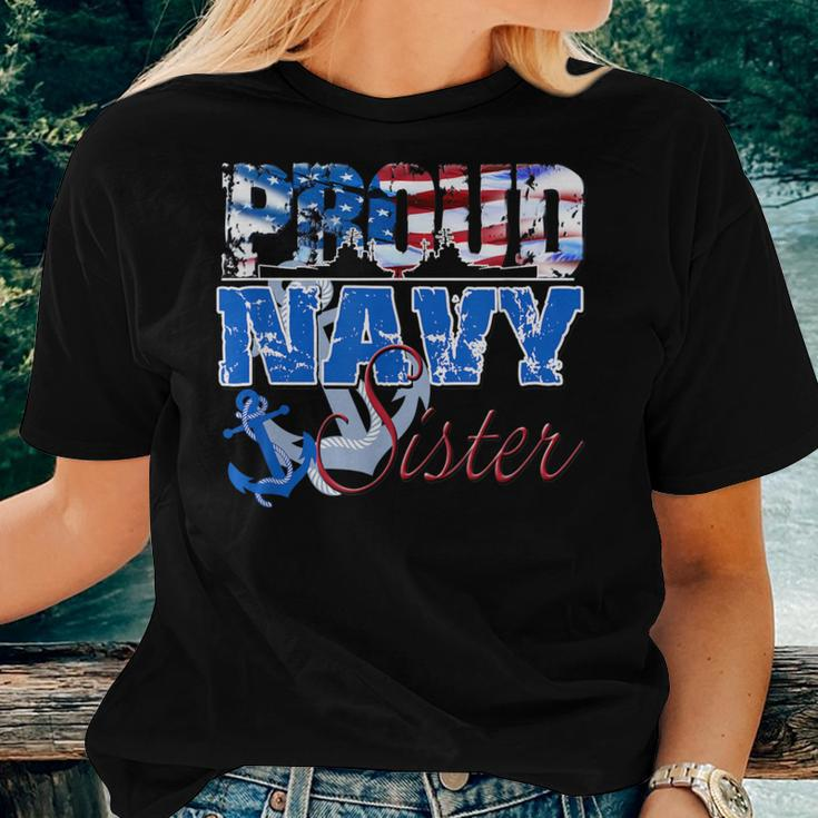 Proud Navy Sister Patriotic Sailor Siblings Day Women T-shirt Gifts for Her