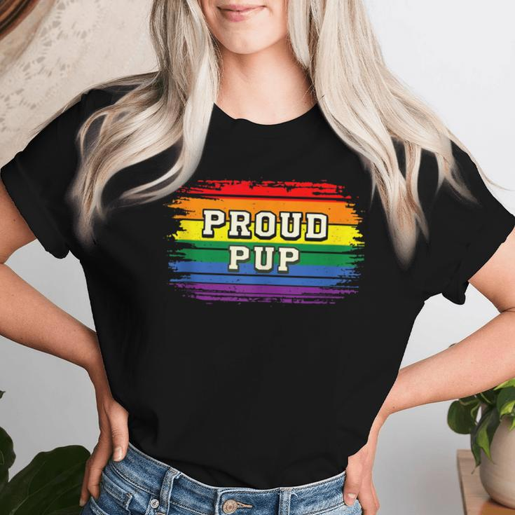 Proud Pup Pride Parade Human Pup Play Colorful Rainbow Dog Women T-shirt Gifts for Her