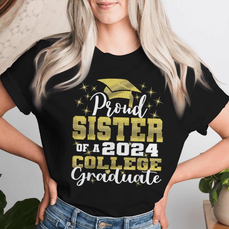 Proud Sister Of 2024 College Graduate Family 24 Graduation Women T-shirt Gifts for Her